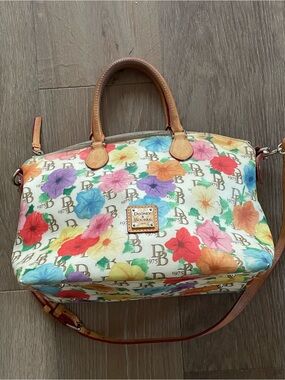 Dooney & Bourke Janine Signature Multi Floral Pansies Satchel ("Speedy")